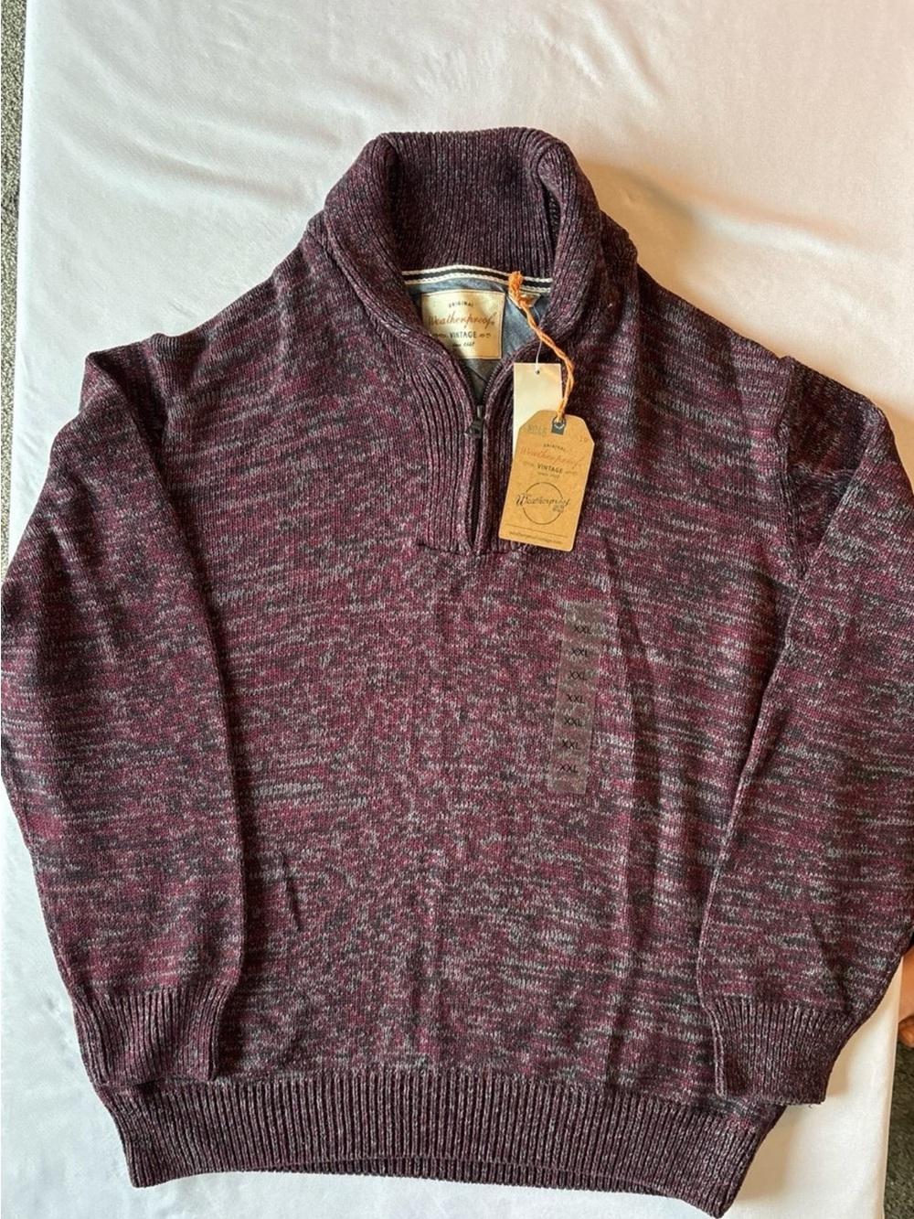 Weatherproof Men's Marled Wine Half-Zip Sweater